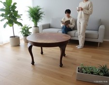 Dark Stain Small Oval Wooden Table needs Upcycle Victorian-style