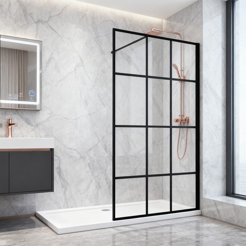 Black grid shower - black, screen
