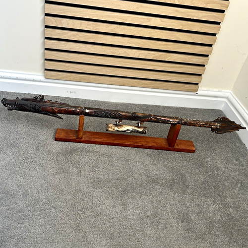 Carved wooden flintlock blow - wooden, flintlock-blow