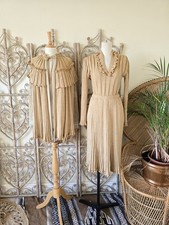 Vintage Bill Gibb for Harrods knit knitted 70s top cape skirt 3 piece S/M