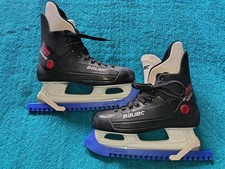 bauer turbo ice skates with blade guards size uk 10 good condition damage/repair