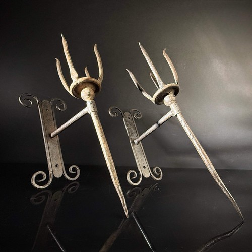 Unusual pair wrought iron - of,