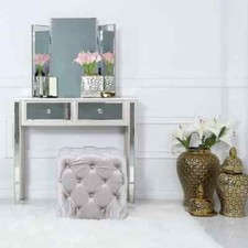 Pink Velvet Tufted Ottoman Footstool Buttoned Pouffe Seat for Bedroom