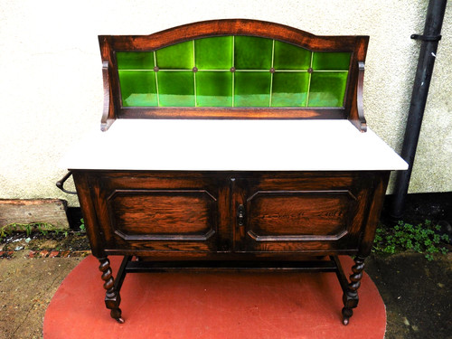 Antique oak marble top - marble,
