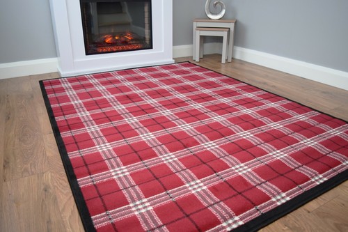 New red tartan - red, rug