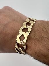 9ct Solid Gold Men's Bracelet 9 INCH - 18mm Flat Curb - FULL UK HALLMARK & BOXED