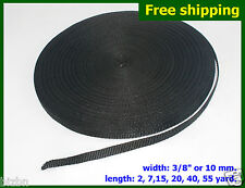 3/8"(10mm) Black Nylon webbing fabric Strap DIY supply 3 7 15 20 40 55 yard UK
