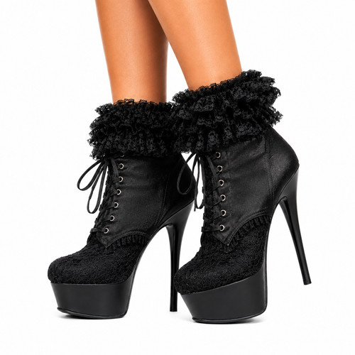 Black ankle boots with lace - ankle,