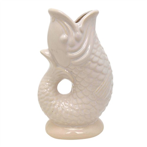White fish shaped ceramic - white, vase