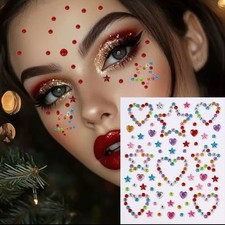 Face Gems Adhesive Stars Hearts 3D Jewel Tattoo Festival  Party Body Sticker UK 