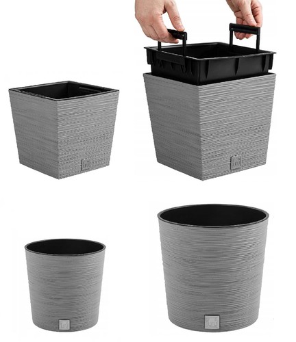Modern grey plant pots with - grey,