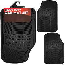 2x Flexible Universal Front Black Rubber Car Mat Set Non Slip Weather Resistant