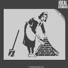 Banksy Sweeping Maid Stencil Reusable Home Decor Art Craft Ideal Stencils Ltd