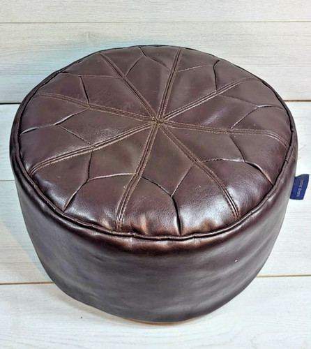 Brown faux leather moroccan - leather,