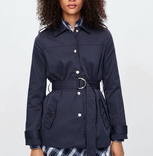 Zara belted cost jacket navy - belted,