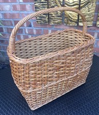 Large Vintage German Sturdy Wicker Shopping Basket With Handle Picnic Foraging
