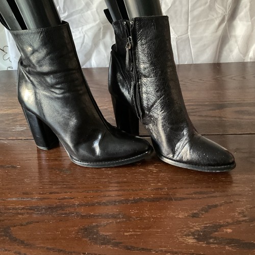 Zara black leather ankle - zara,