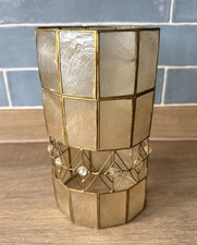 Vintage Capiz Shell Lampshade Ceiling Shade Boho Bell Natural Gold Bead