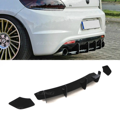3pc gloss black rear bumper - black,