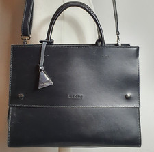 L CREDI Black Leather Satchel