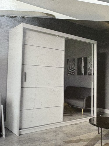 White mirror sliding wardrobe - white,