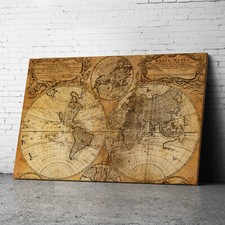 Large Framed Vintage Brown Map