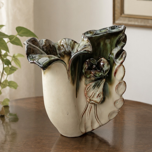 Studio pottery vase - vase, drip