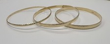 9ct Yellow Gold Diamond Cut Slave Bangle - Fully Hallmarked - Stackable