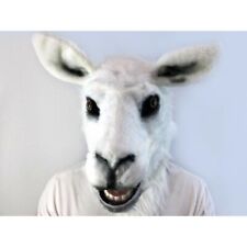 ADULT GOAT RAM SHEEP LLAMA ANIMAL MOUTH MOVING COSTUME OVER THE HEAD MASK WHITE