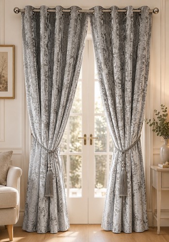 Silver grey velvet eyelet - grey,