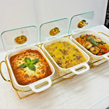 3pcs White Ceramic Chafing