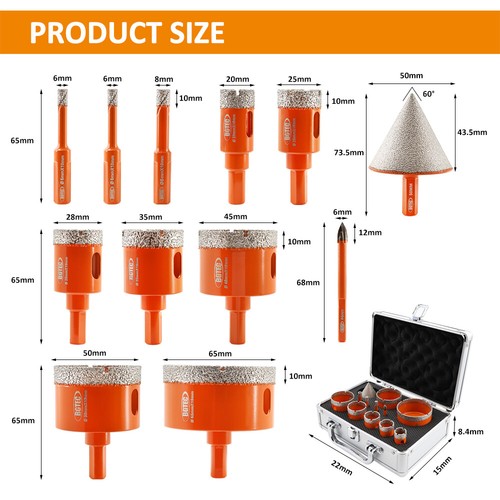 Diamond hole saw kit core - hole,