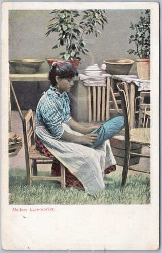 Vintage postcard maltese lace - maltese,