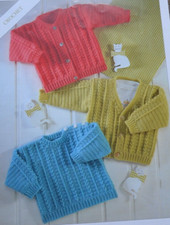(94) Crochet Pattern To Make -  4-Ply Baby Cardigans & Sweaters 16" - 26"