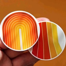 Vintage Retro Pattern Fridge Magnets Yellow Orange Red Rainbow Stripe Kitsch 70s