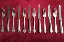 GEORGE BUTLER KITEMARK DUBARRY PATTERN SET 12 DESSERT KNIVES & FORKS EPNS A1