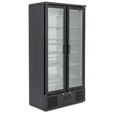 DOUBLE DOOR BLACK DRINKS BOTTLE COOLER PUB BAR DISPLAY FRIDGE BLIZZARD BAR20