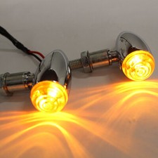 Bullet Motorcycle Chrome LED Turn Signal Blinker Light Amber For Harley Davidson