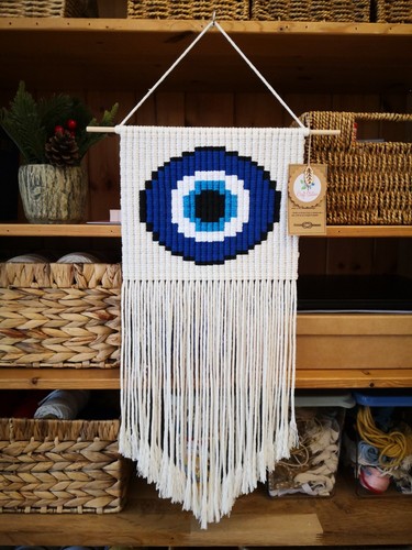 Evil eye macrame wall - eye,