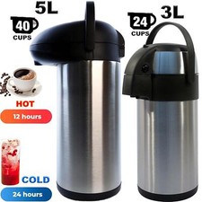 3L/5L Tea Coffee Air Pot Flask Pump Vacuum Insulated Carry Handle Thermal Jug