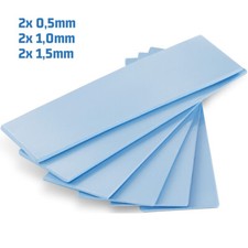 6pcs Silicone Thermal Conductive Pad Fits M.2 SSD, 3 Sizes: 0.5mm/1.0mm/1.5mm