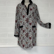 Vintage Striking Jaeger Boutique Tunic Dress 14 Graphic Lined Black White multi