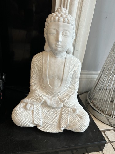 White buddha concrete statue - white,