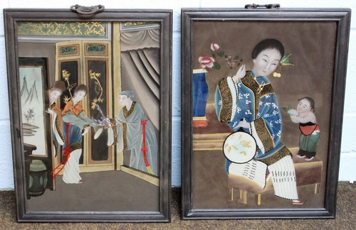 Antique chinese pictures pair - chinese,