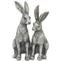 Silver Hare Ornament Pair of