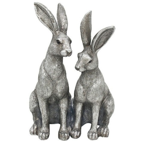 Silver hare ornament pair - ornament, of
