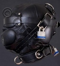 100% GENUINE LEATHER SENSORY DEPRIVATION BONDAGE HOOD / MASK