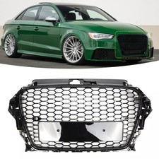 FOR AUDI A3/S3 8V RS3 STYLE HONEYCOMB MESH FRONT GRILLE GLOSS BLACK 2012-2016 UK