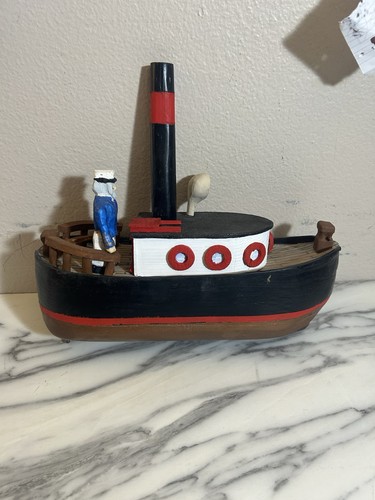 Handmade wooden tugboat - wooden, steam