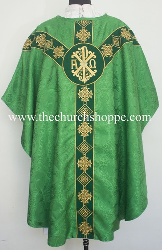 Green gothic vestment with ihs - with,